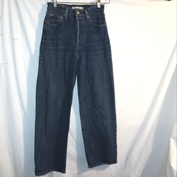 Levis Ribcage Straight Ankle Jean in dark indigo by Levi's. Ribcage Jeanwith its - Picture 6 of 11
